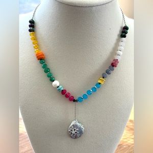 A handmade piece. Flower pendant necklace for women and teens.